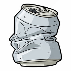 Vector crumpled soda can, isolated on white background.