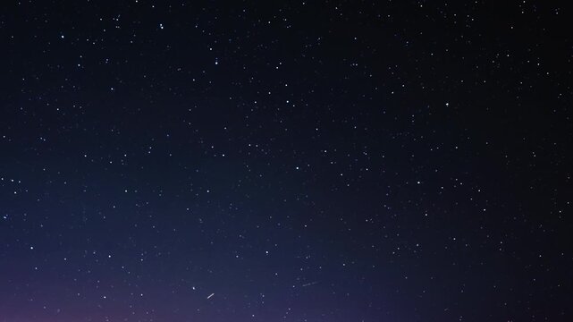 Milky Way stars and Big dipper constellation on a dark countryside skies. Time-lapse video.