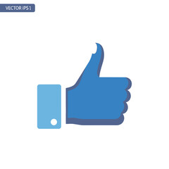 Blue Thumbs Up Icon Vector Graphic.
