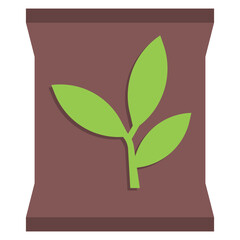 A tea bag icon vector illustration showing dried tea leaves for brewing drinks.
