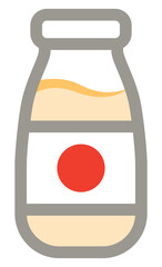 A milk bottle icon vector representing fresh dairy used in milk tea or coffee drinks.