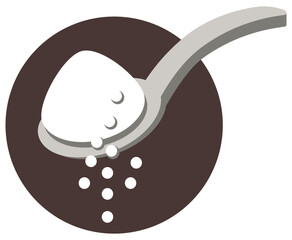 A scoop of sugar icon vector representing sweet ingredients for drinks or desserts.