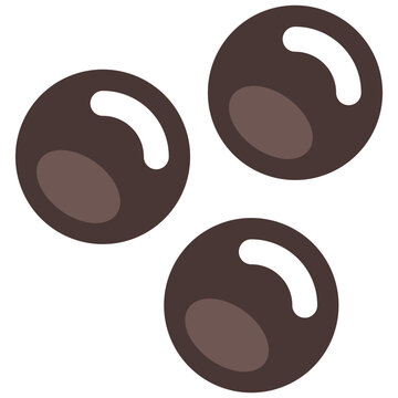 A boba pearl icon vector showing black tapioca balls used in bubble tea beverages.