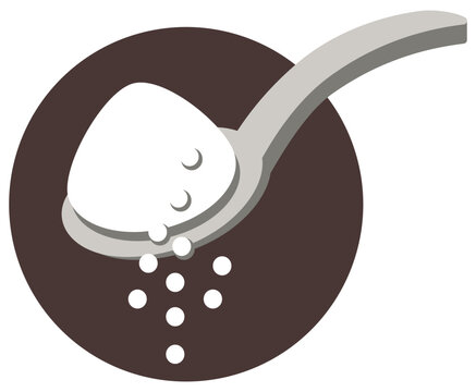 A scoop of sugar icon vector representing sweet ingredients for drinks or desserts.