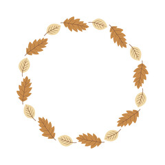 Brown Autumn Leaves Circle Frame for Invitation and Greeting Card