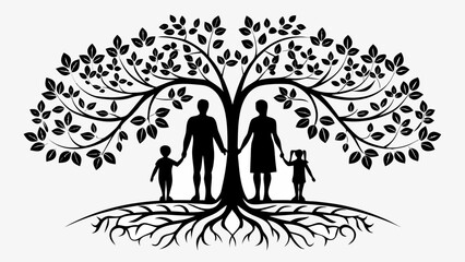 Elegant family tree silhouette symbolizing growth, legacy, and connection, perfect for genealogy projects, family history, and meaningful design elements