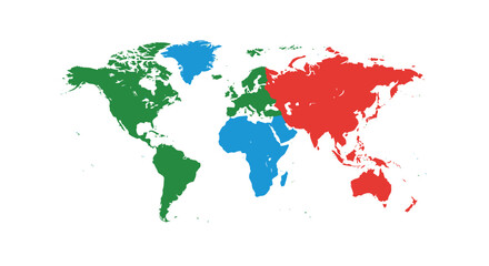 Vector world map with continents highlighted in different colors perfect for infographics