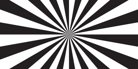 Abstract sunburst ray background with sunburst pattern black and white vector gradient ray wallpaper design. Vintage sunrays illustration swirl grunge backdrop line. used for banner, poster, web.	