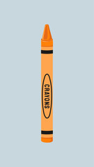 Orange crayon, cute stationery illustration vector
