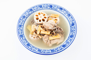 A bowl of lotus root and cuttlefish bone soup
