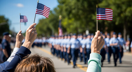 Celebrating Veterans Day Honoring Military Service and Patriotism with the American Flag and Parade