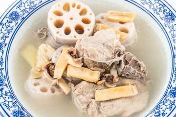 A bowl of lotus root and cuttlefish bone soup