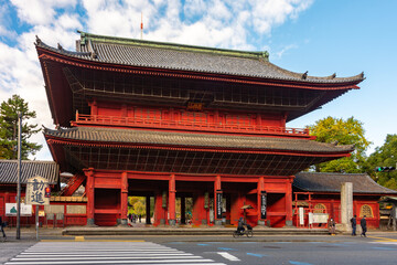 Sangedatsumon (main gate) of Zojo-ji temple in Minato district, Tokyo, Japan