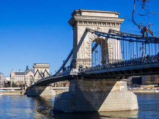 Obraz premium Szechenyi Chain Bridge, Budapest, Hungary