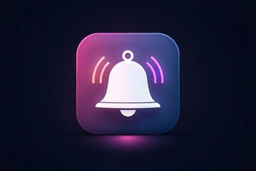 Illuminated notification bell icon with glowing sound waves on a dark moody background