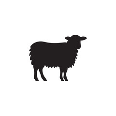Black sheep silhouette icon isolated on a white background. Simple and minimal vector illustration of a farm animal, perfect for agricultural, livestock, or countryside design concepts.
