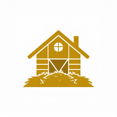 Golden Barn Farmhouse with Hay Silhouette Icon