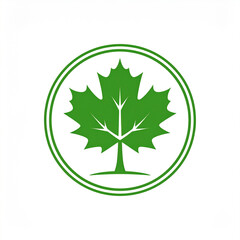 Green Maple Leaf Environmental Growth Circle Icon