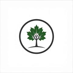 Green Maple Tree Logo in Round Frame
