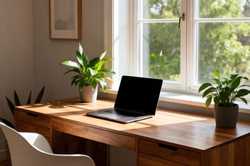 Fototapeta premium Modern Home Office with Plants