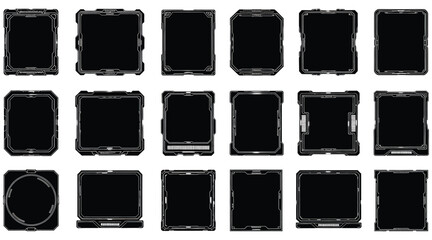 Vector art of collection of futuristic hud frame elements, perfect for adding a touch of scifi to your designs, creating unique interfaces, or adding a modern feel to your projects