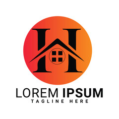 H Home text logo illustration, element, emblem, set, home, company, symbol, business, design, vector, icon, logo, sign, web
