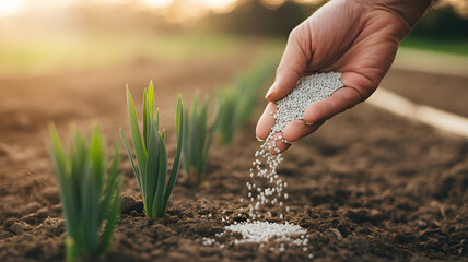 Nourishing new life with fertilizer, cultivating growth and abundance for a bountiful harvest