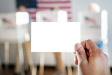 Man showing ballot up in the air transparent png