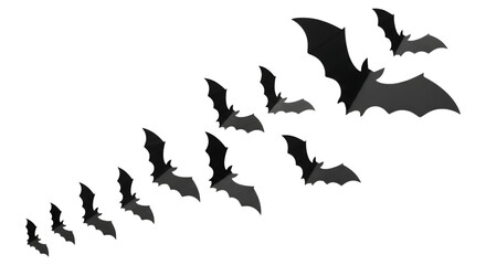 Spooky halloween night scene with a swarm of bats flying in the dark sky creating a scary and mysterious atmosphere for holiday decorations