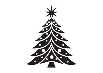 christmas tree logo silhouette vector, pine tree silhouette  logo vector illustration, christmas tree vector silhouette with star decorative, christmas tree decoration logo silhouettes vector 