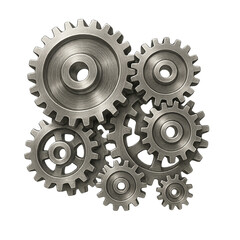 Metal gears and cogs machinery background with industrial mechanical parts and technology concept