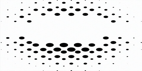 Dot grid pattern vector illustration. Simple black white point background with small and large polka dots. Abstract futuristic dotted mesh with gradient effect. Geometric minimal digital design.