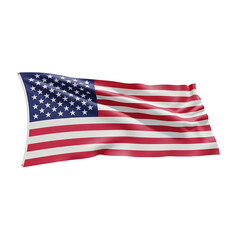 Obraz premium Isolated 3D Realistic Waving American Flag: Stars and Stripes Graphic for USA Patriotism, Independence Day, National Pride, and Military Events.