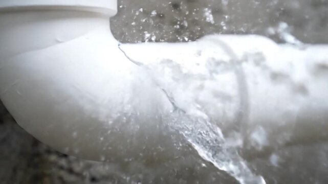 Cracked white pipe showing visible damage and potential leak hazard