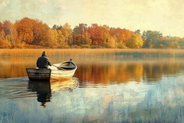 Peaceful autumn scene on a tranquil lake.