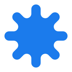 A Bright Blue Starburst Shape With Rounded Points Centered Against A White Background
