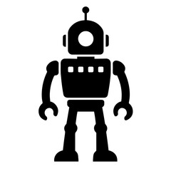 Naklejka premium Black and white vector silhouette of a bot on white background