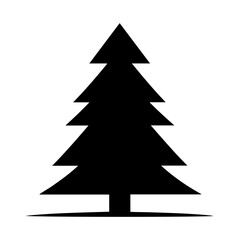 Obraz premium Black and white vector silhouette of a christmas tree on white background