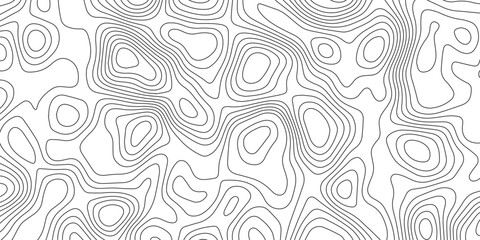 Abstract Black and White Topographic Contour Lines Seamless Pattern.