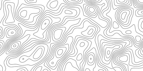 Abstract Black and White Topographic Contour Lines Seamless Pattern.