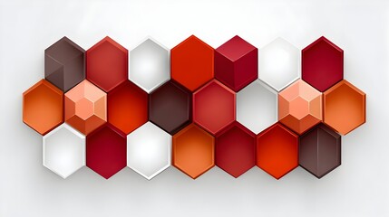 Abstract 3D hexagons in warm tones on white for a modern design background