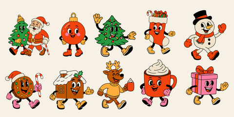 Festive Cartoon Characters for Christmas and Winter Designs