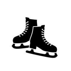 Ice skates icon in black silhouette for winter sports and recreation