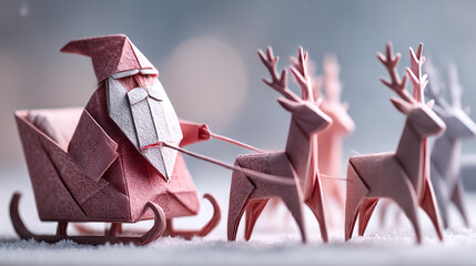 Origami Santa and Reindeer