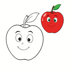 A simple and fun apple coloring page featuring a crisp, juicy apple with a leaf, perfect for kids to color and explore creativity.
