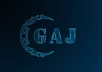 Low poly letter logo GAJ design. GAJ letter logo low poly vector design on blue color gradient background. GAJ logo low poly design © MdAminul