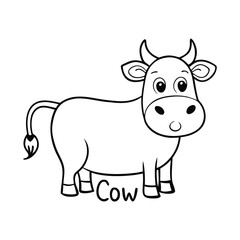 A cute farm cow stands peacefully in the field, ready to be colored with vibrant shades. Perfect for kids to explore fun, farm life creativity and imagination.
