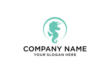 Sea horses logo, sea horses with crown logo and icon