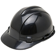 Obraz premium Black hard hat safety helmet isolated on transparent background