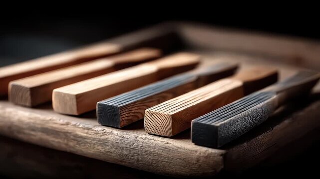 Woodworking Chisels Resting on a Wooden Board